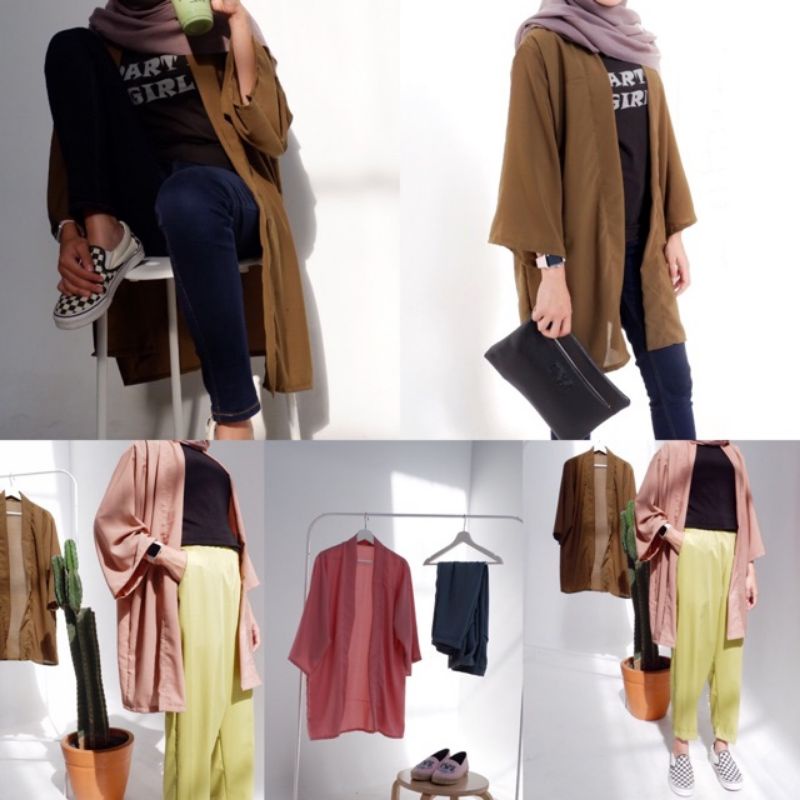 CARDIGAN KARDIGAN OUTER ROMPI POLOS LENGAN PANJANG OUTWEAR WANITA CARDIGAN BLOUSE BAHAN KATUN TWISCONE PREMIUM FASHION ATASAN MUSLIM WANITA TERBARU TERLARIS HITS OOTD SELEBGRAM KOREA KOREAN STYLE LD 100-7