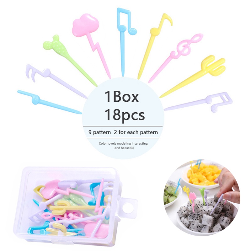 18pcs / Set Garpu Buah / Kue / Dessert Untuk Dekorasi Bento Anak