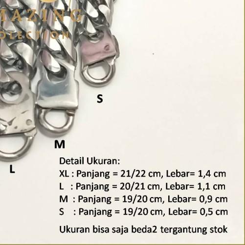 Gelang Rantai Pria Bahan Baja Putih Gelang Pria Besi Putih - S