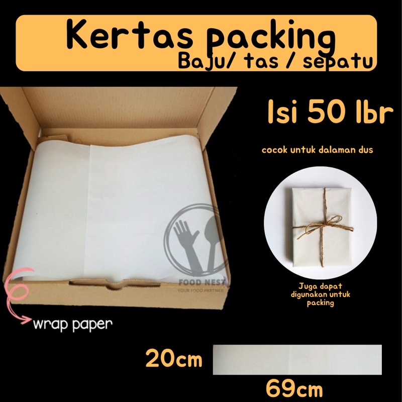 50 lembar kertas doorslag paper bungkus packing baju hijab jilbab sepatu 20x69 wrapping paper kertas doorslag duslak pembungkus sepatu hampers box bon doorslag paper kertas kardus inner box kertas tissue kertas packing putih kertas doorslag panjang kertas