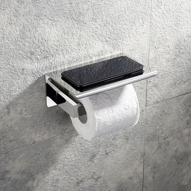 Bathroom Hardware Accessories Toilet Paper Holder Matt Black White Brushed Mirror Chrome Plated Shopee Indonesia