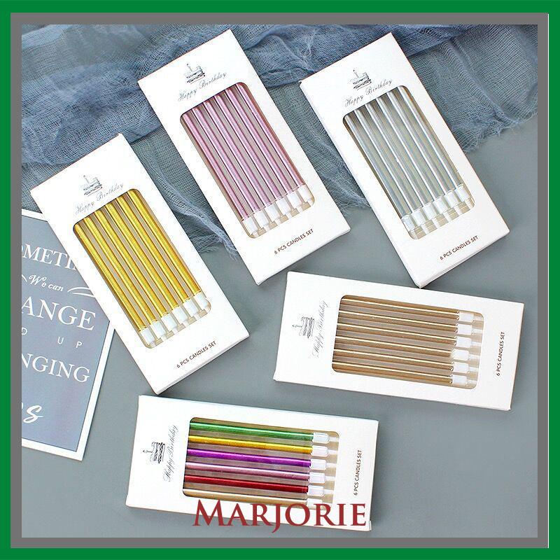 Lilin Pensil Isi 6Pcs - Dekorasi Pesta Ulang Tahun Lilin Panjang Birthday-MJD