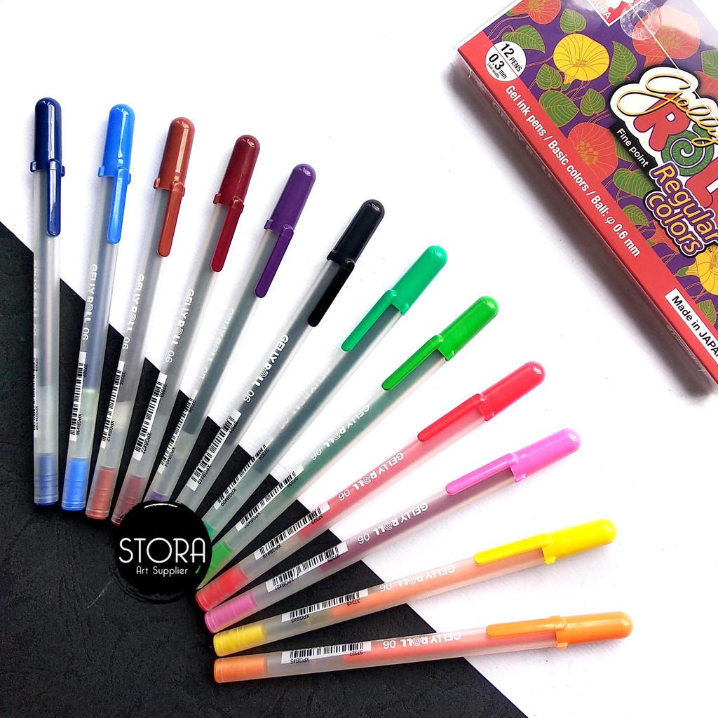 

Sakura Gelly Roll Pen Fine Point Classic Regular Colors Set 12 Colour Pena Warna