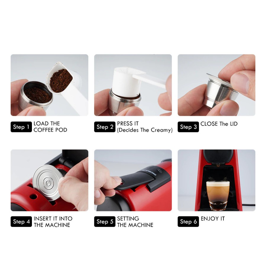 Refillable Capsule Upgrade Stainless Steel 1 PCS for Nespresso - Silver