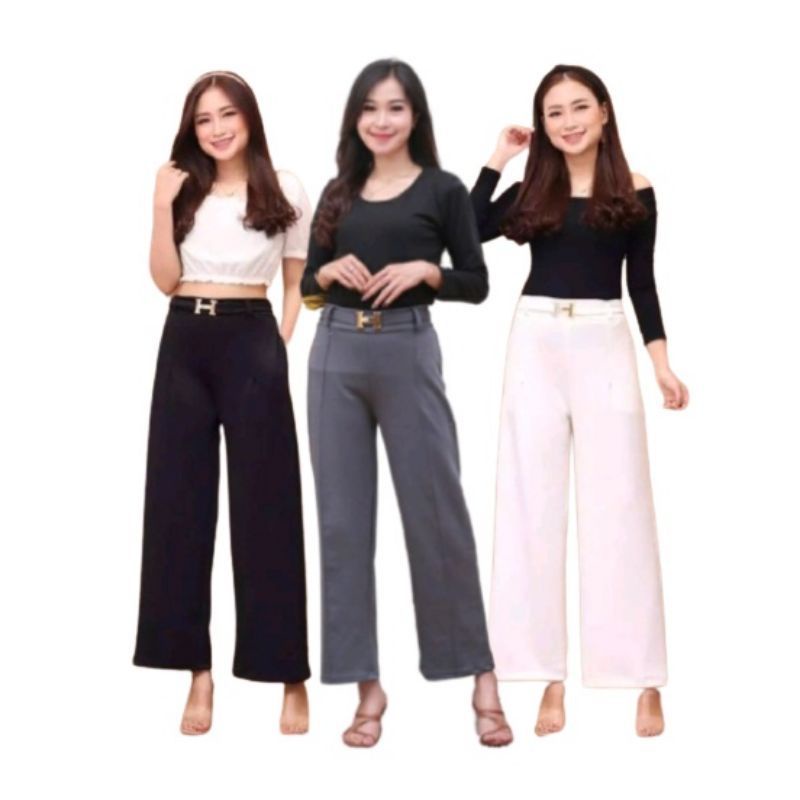 faizah grosir aolo || KOREAN WOMEN CULLOT BELT H SCUBA //KULOT SABUK H SCUBA