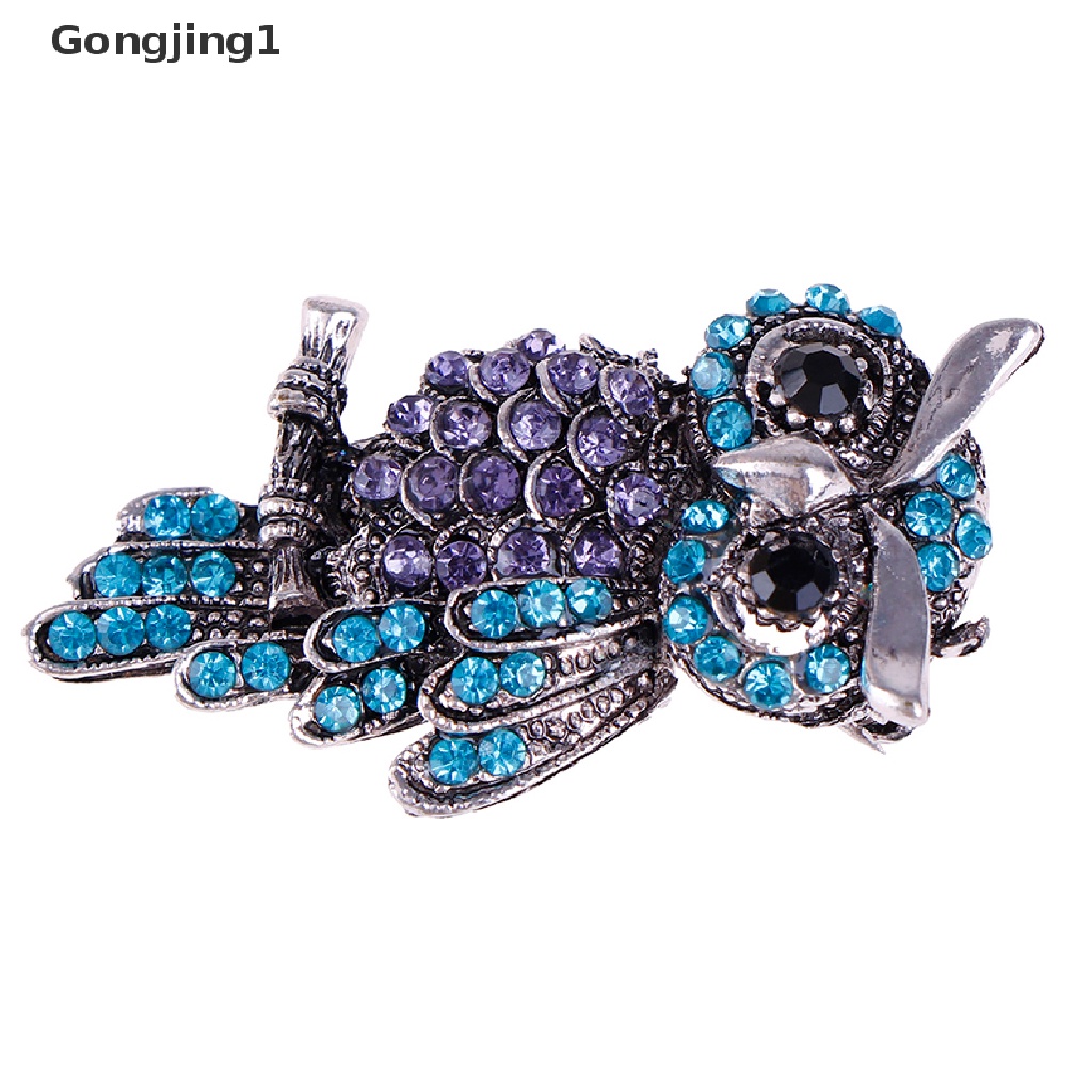 Gongjing1 Bros Bentuk Burung Hantu Bahan Zinc Alloy Aksen Berlian Imitasi Untuk Wanita