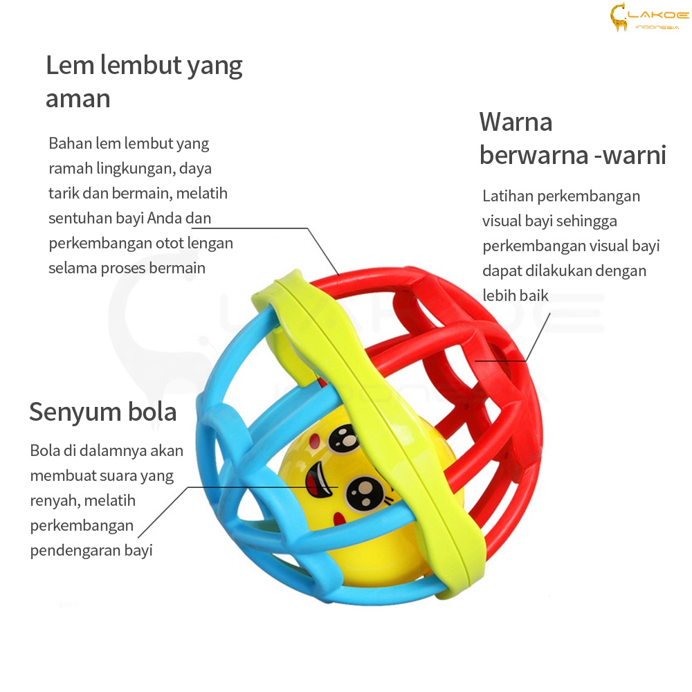 LAKOE Mainan Bayi/Bola Putar Rattle Teether Bahan Plastik Lembut Dengan Suara Kerincingan