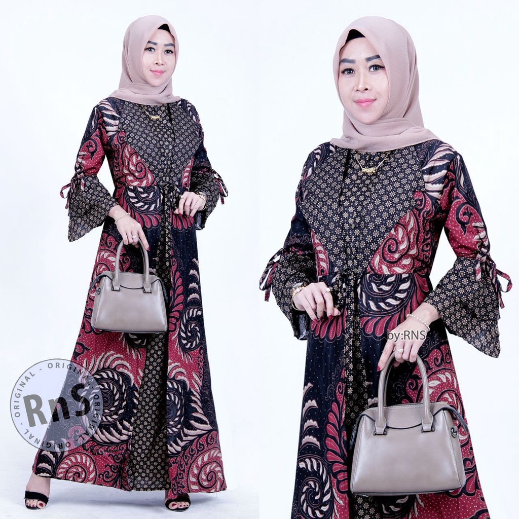 Saroja (767) Couple Batik Gamiss Jessy kerah Jas Motif Puser Maron