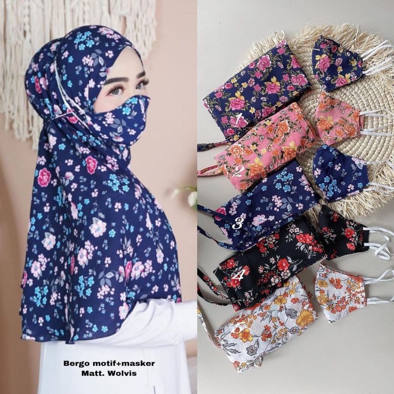 masker + bergo motif