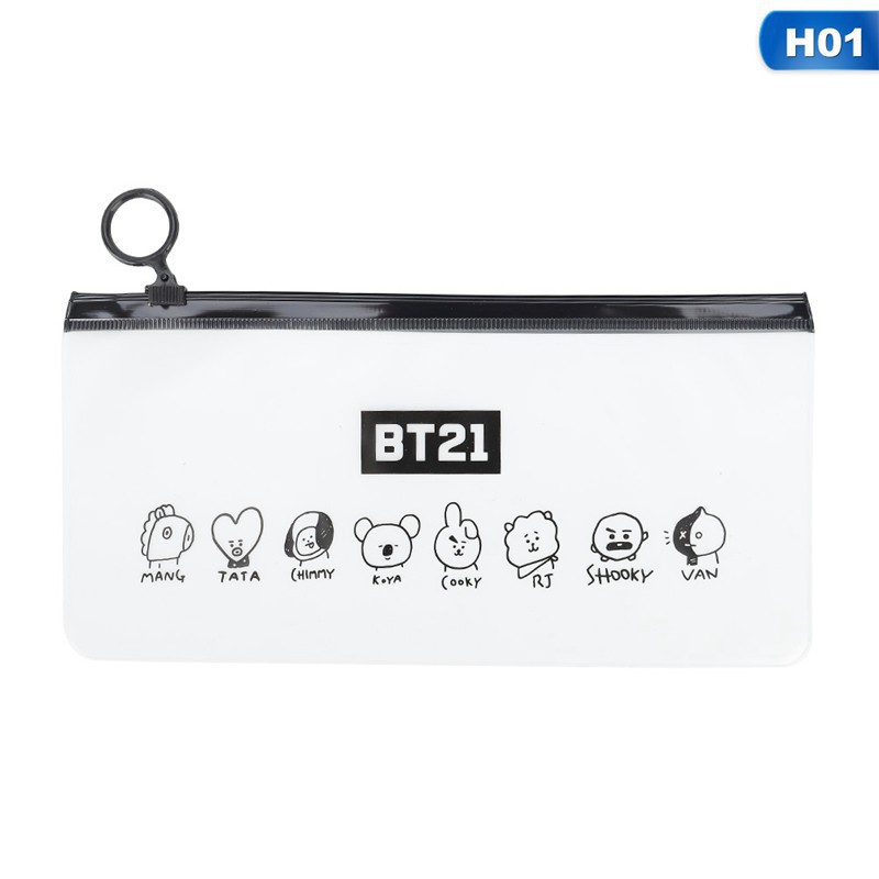 

Dekorasi Yo Yo Store Kpop BTS BT21 Transparent Matte Pencil Pen Bag Tata Shooky Makeup Bag