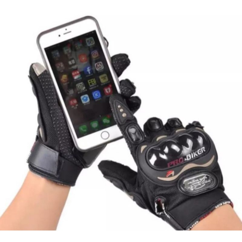 Sarung Tangan Motor Pria Full Jari Touchscreen Keren Biker Glove Touch Screen Kulit Murah