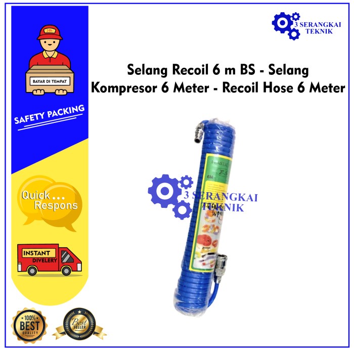 Selang Recoil 6 m BS - Selang Kompresor 6 Meter - Recoil Hose 6 Meter