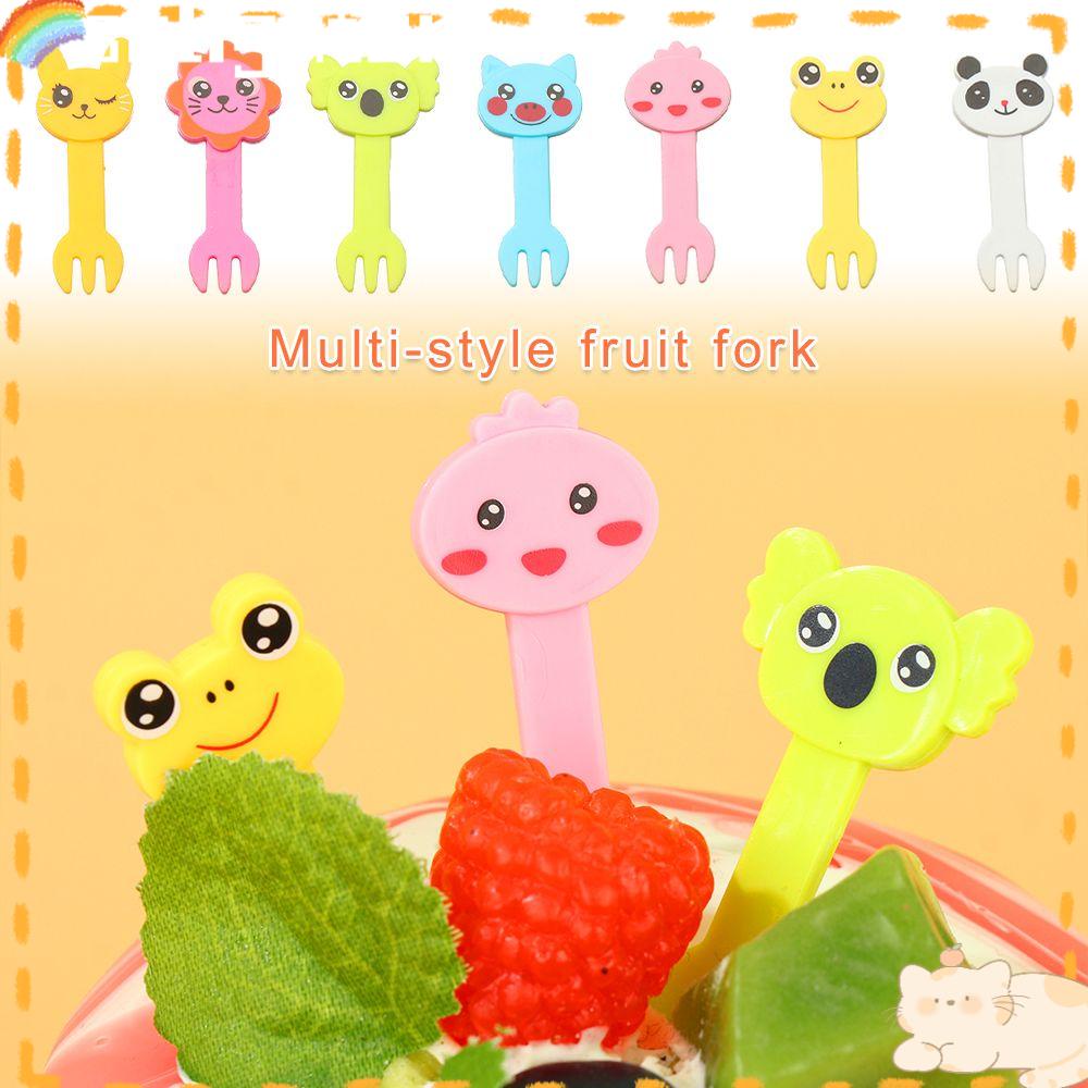 SOLIGHTER Plastic Fruit Fork Kitchen Bento Accessories Toothpick Party Decoration DIY Cartoon Children Picks