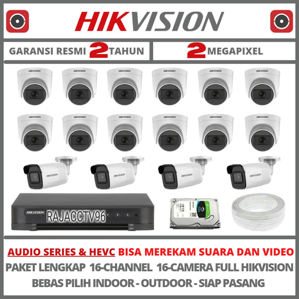 PAKET CCTV HIKVISION AUDIO SERIES 16 CHANNEL 16 CAMERA 2MP TURBO HD 1080P KAMERA CCTV