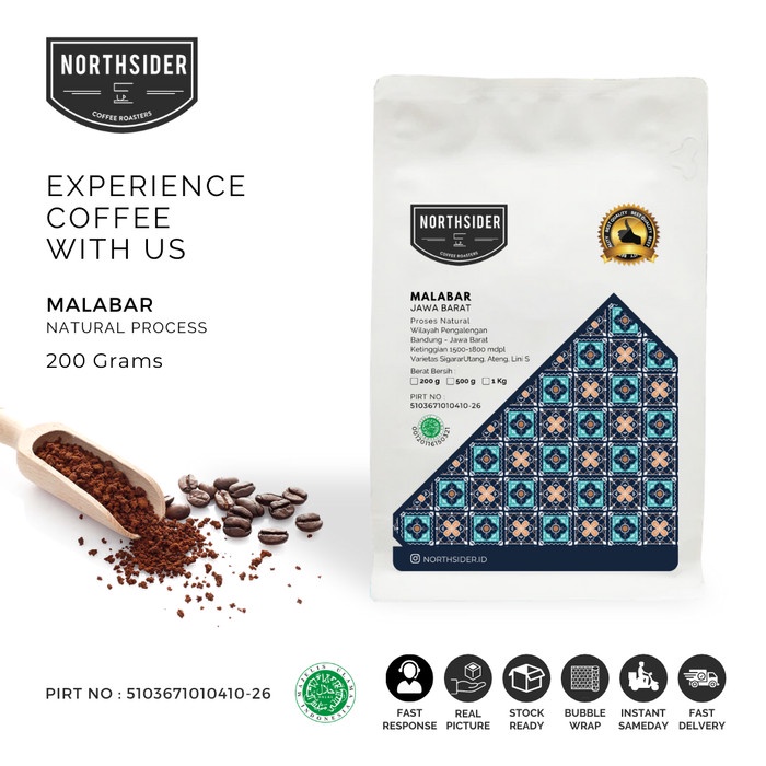 

Kopi-Biji- Biji Kopi Arabika Java Malabar Natural - Manual Brew Coffee Northsider - Biji Kopi -Biji-