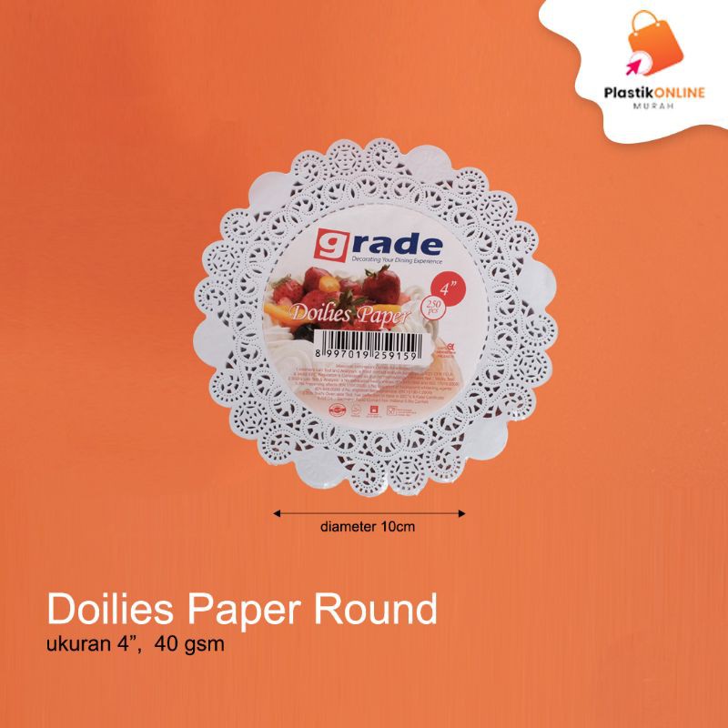 

Doilies paper Grade Round 4" white | Kertas renda alas kue