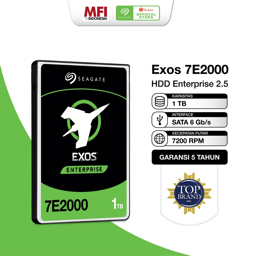 Seagate EXOS 7E2000 HDD / Hardisk Enterprise 1TB SATA 2.5" 7200RPM