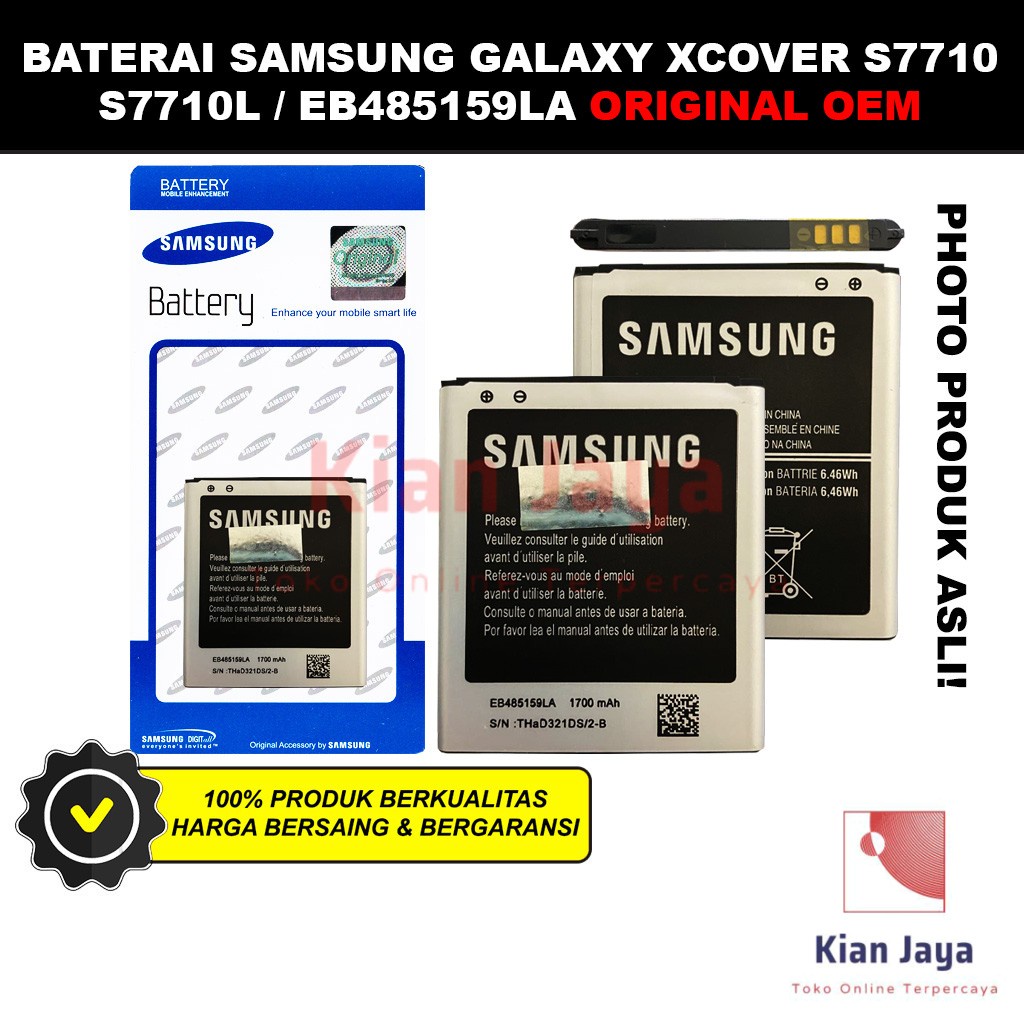 Baterai Samsung Galaxy Xcover 2 S7710 S7710L Original OEM Batre Batrai Battery Hp EB485159LA Ori