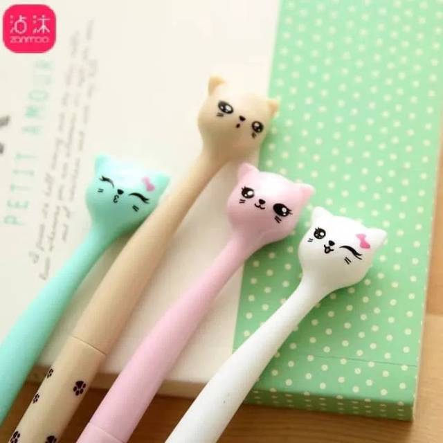

Pulpen Pen Gel Korea Karakter Unik Motif Kucing Genit 0.4 mm