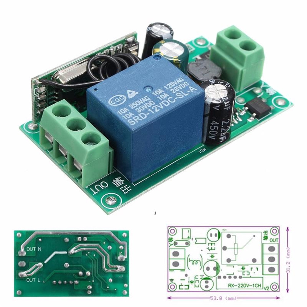 DC Remot Kontrol Pemancar Relay Nirkabel Rf Dc 220v 1ch 433mhz