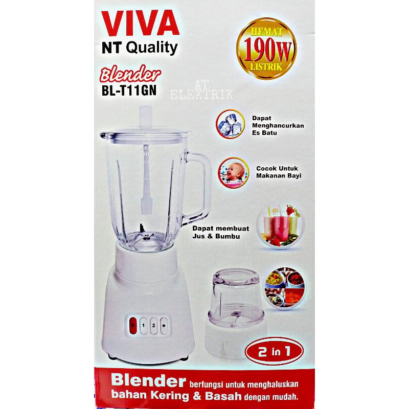 Blender Gelas VIVA NT QUALITY / Blender BL - T11 GN 2 in 1 ( 1 Liter )