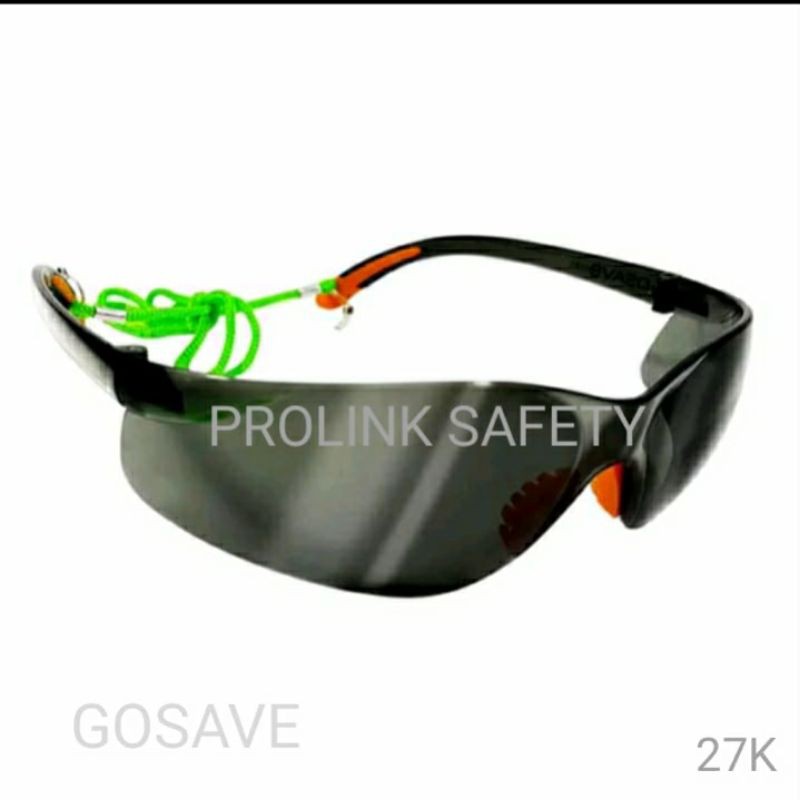 KACAMATA SAFETY HITAM SMOKE ANTI UV