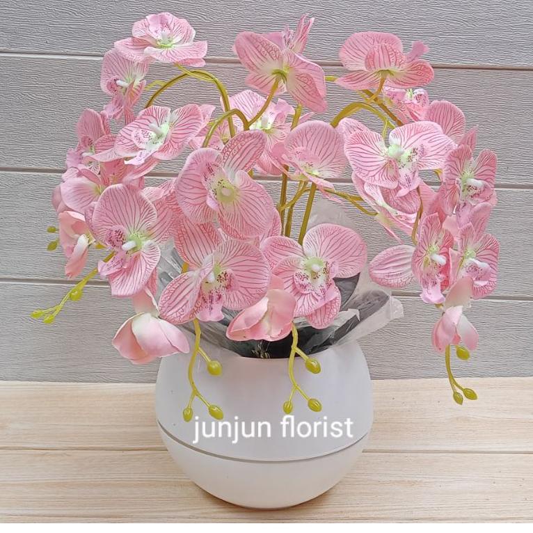 ymq-27 Bunga anggrek plastik jumbo pot bola besar/bunga hiasan meja /bunga anggrek jumbo artificial// 