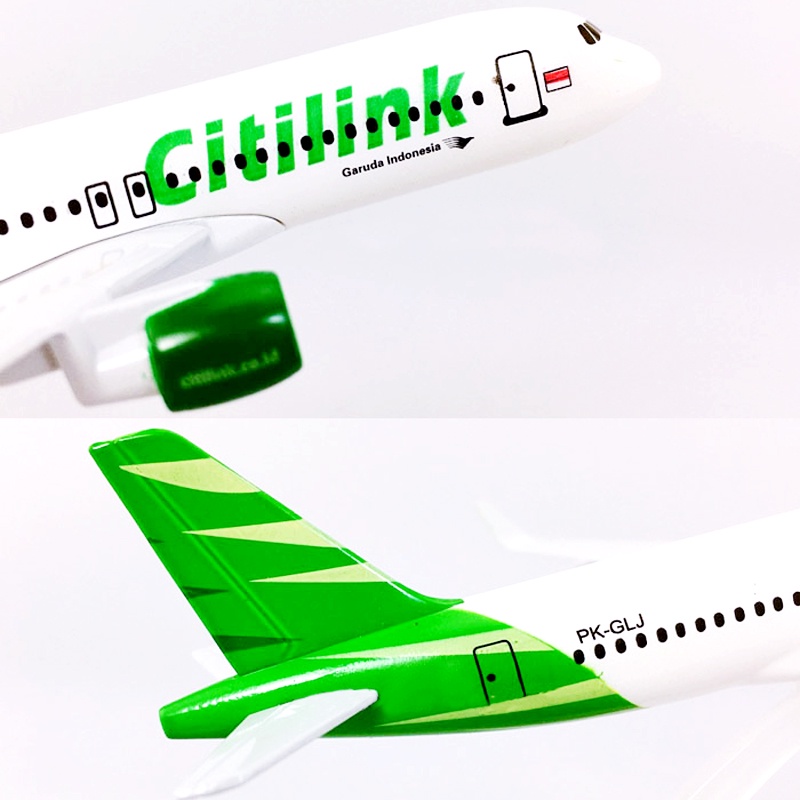 Citylink Airbus 320 Model Pesawat Terbang Penumpang A320 Bahan Metal Ukuran 16CM