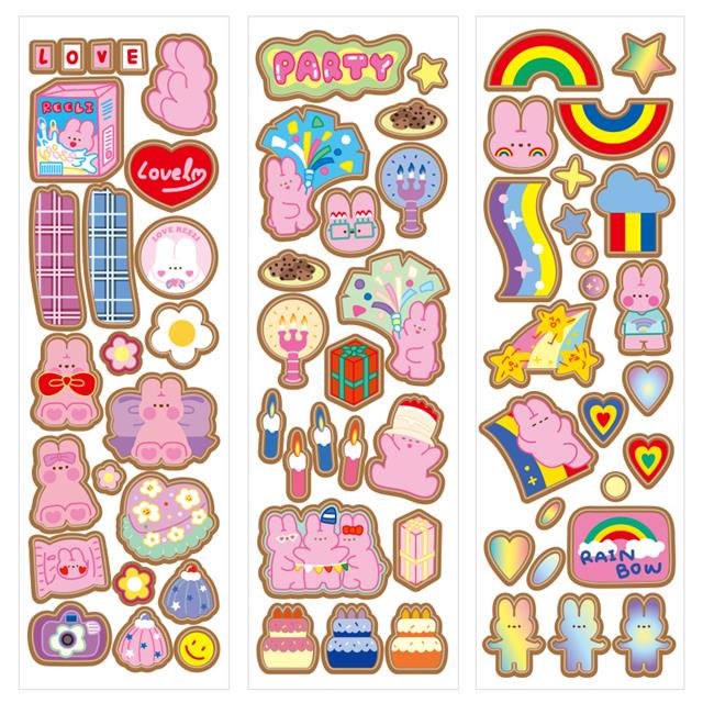 Korea lucu kelinci goo stiker kartu kreatif kartun fun phone case stiker kecil Korea ins tangan Buku