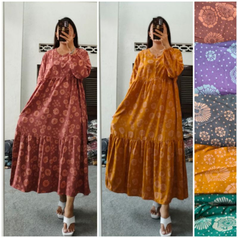 GAMIS SMOK POLOS RENDA KEKINIAN REMPEL BAWAH