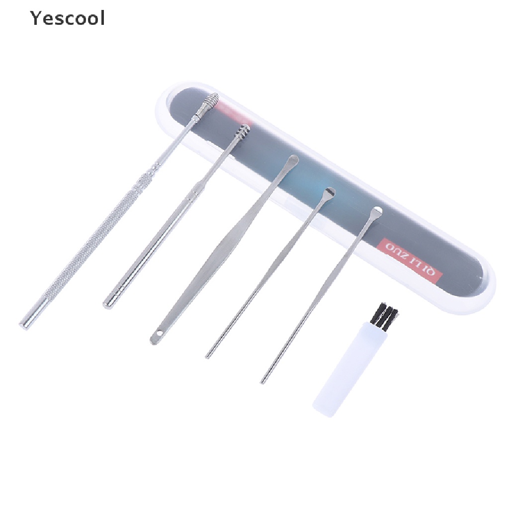 Yescool 6Pcs / Set Korek Kuping Bahan Stainless Steel