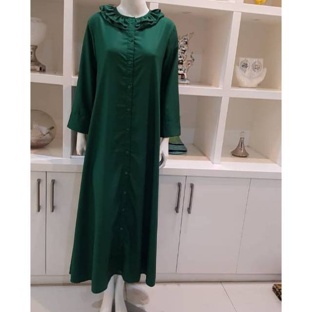 gamis kayla-1, bahan katun ima toyobo, kancing depan