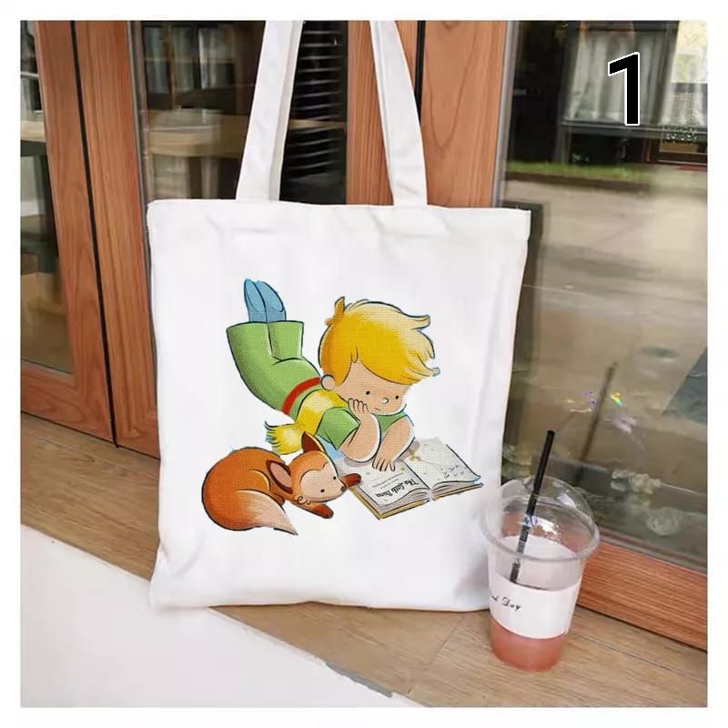 Tas Belanja Wanita Hadiah Guru Tas Kawaii Cetak Tas Belanja Kanvas Belanja Harajuku Tas Tangan Perempuan Tas Tangan Anak Satu Bahu