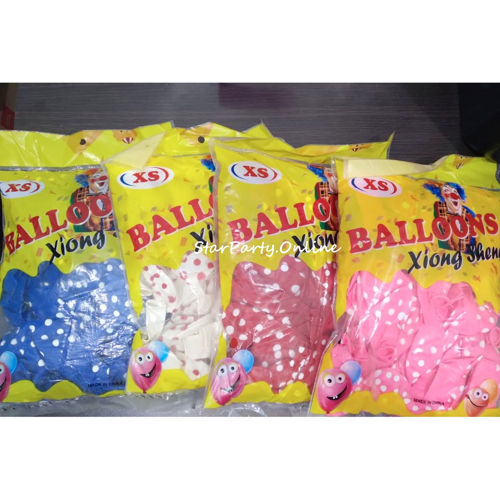 Balon Print Polkadot Isi 100pcs /Balon Latex /Balon Ultah/ Balon Dekorasi/ Balon Motif