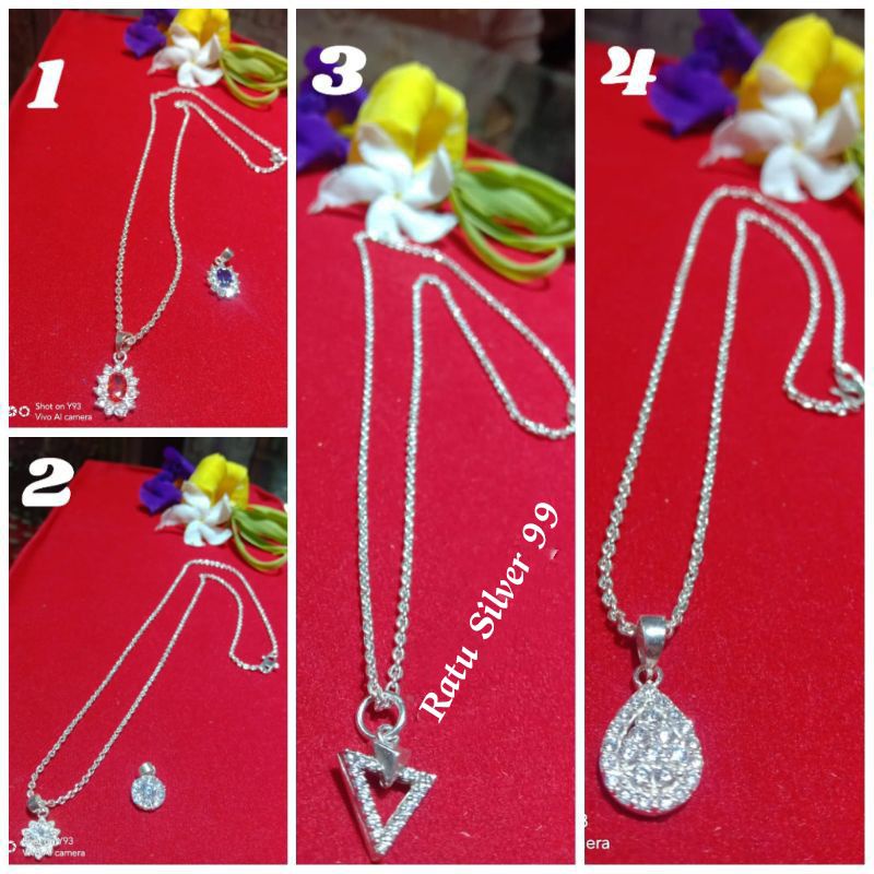 kalung medan + liontin permata motif dewasa perak 99