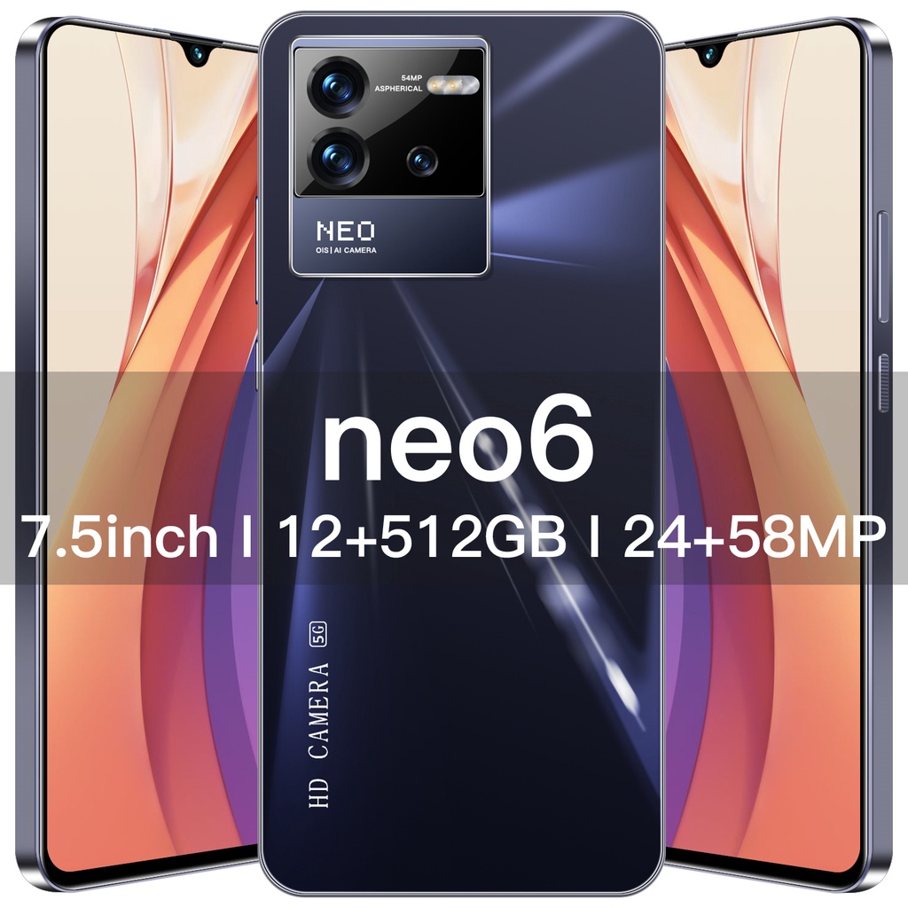 Smartphone Asli neo6 Android 12GB RAM + 512GB ROM hp murah Handphone Layar 7,5 inci Kamera HD Google