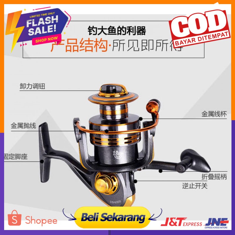 Debao Gulungan Pancing DB6000A Metal Fishing Spin Reel 10 Ball Bearing