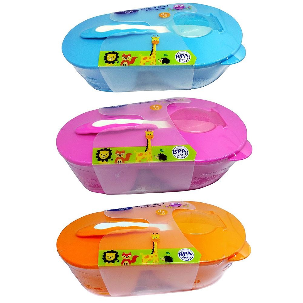 Baby Safe Divided Bowl With Spoon AP010 - Tempat Makan Mangkok Bayi