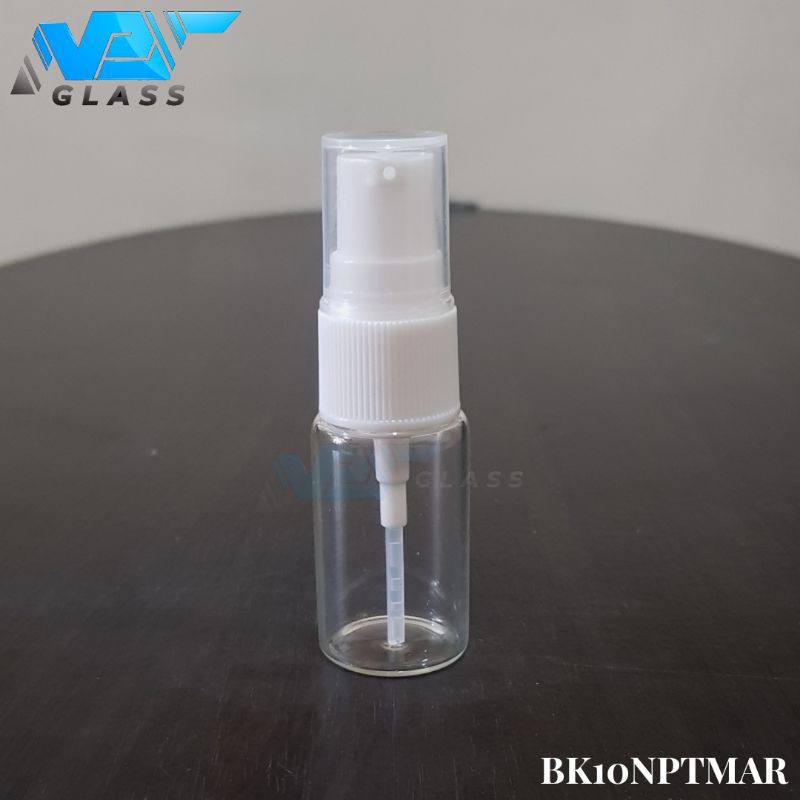 botol pump treatment 10ml kaca bening / botol kaca 10ml bening tutup pump