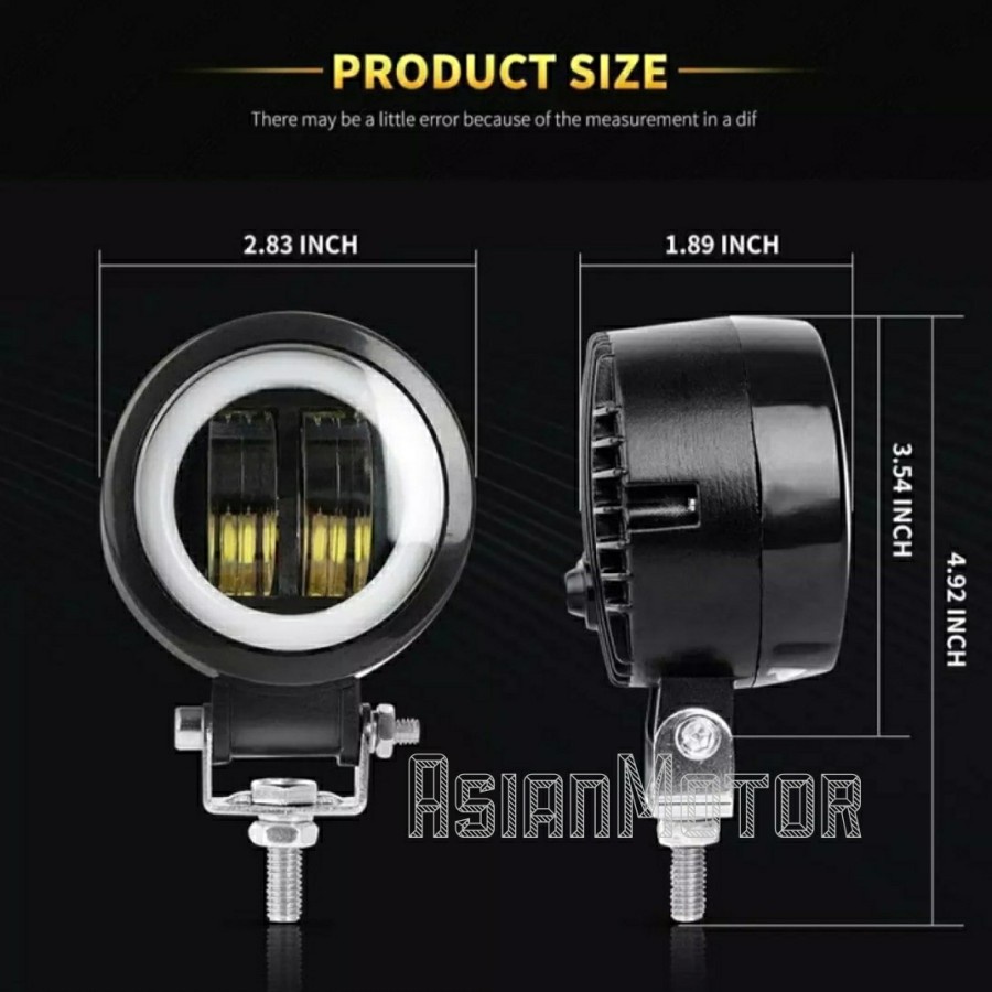 Lampu Tembak Lampu Sorot Daymaker Mini 4D Bulat Kotak 2 Lensa Firing Light Foglamp Fog Lamp Hi Low Daymaker Universal