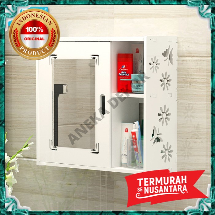 Rak Penyimpanan Sabun Toilet Kamar Mandi WC Cermin Dinding Tembok Serbaguna Portable Aesthetic Estet