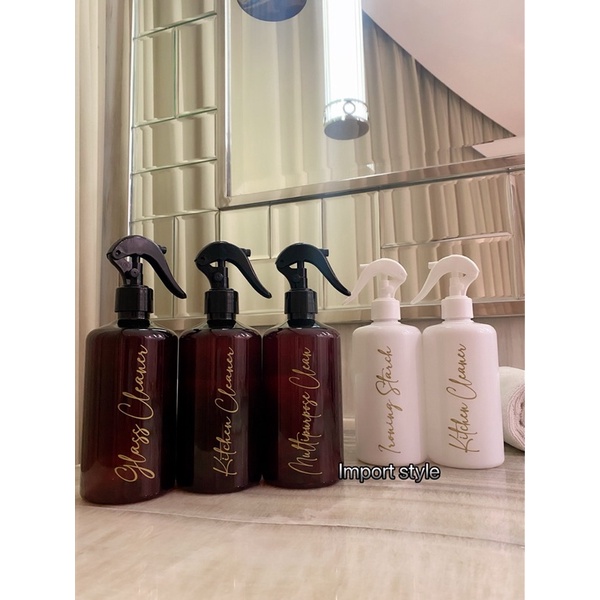 botol N28 GOLD CHIC SPRAY coklat putih glossy 500ml. aesthetic bottle tempat isi ulang serbaguna laundry room estetik