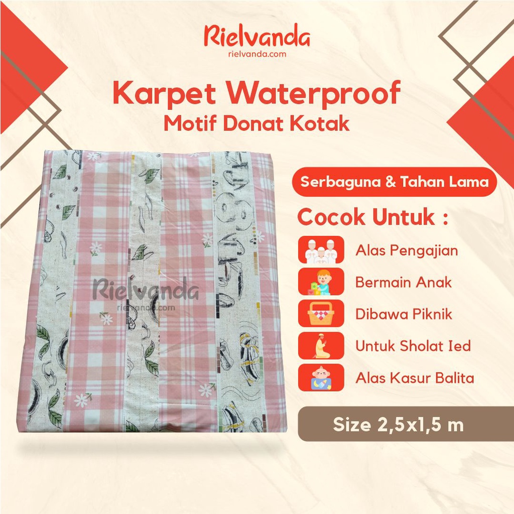 Karpet Waterproof Motif Donat Kotak Lipat Alas Anti Air Plastik Kamar Mandi Dapur Kitchen Aesthetic 