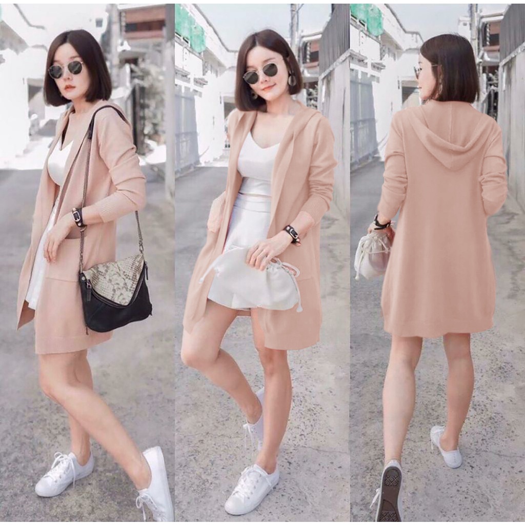 WSE390 - Cardigan Hoodie Rajut Outer Rajut PREMIUM QUALITY LD 100 - 120 CM PJ 80 - 110 CM PREMIUM QUALITY