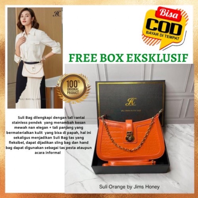 JIMS HONEY SULI BAG FREE BOX tas import ori wanita material croco ada 2 tali fashion casual slingbag