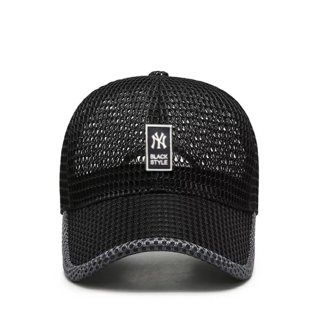 Topi Jaring NY black style Outdoor Topi Snapback Baseball Pria Wanita asli Import - M-002