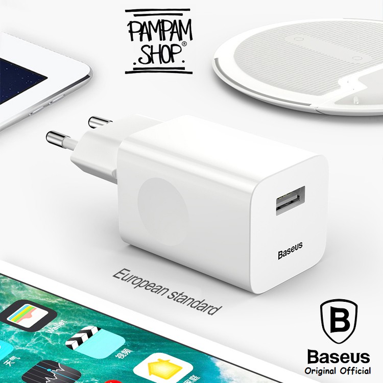 BASEUS Kepala Adaptor Charger Wireless Charging Quick Charger Fast Charging Adapter Casan Ori 24W