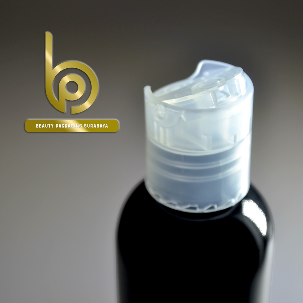 Botol Plastik PET 60ml BR Hitam Tutup Presstop