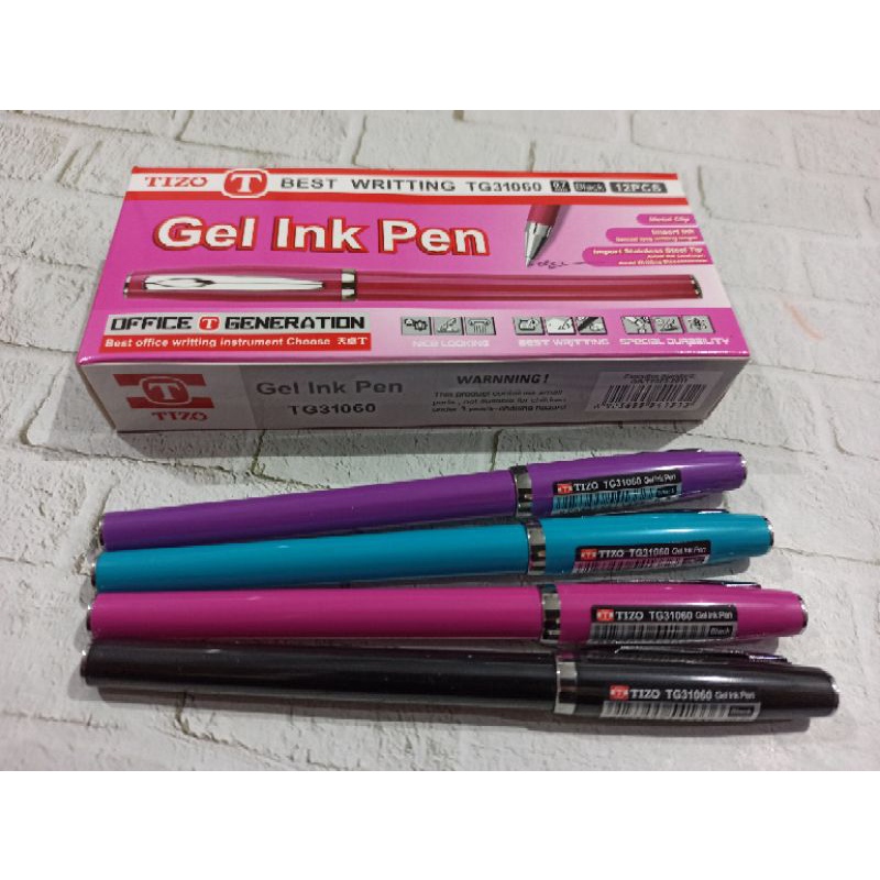 

(12pc) Pulpen Gel 0.7 Tizo/ TG-31060/ Gel ink pen Body Warna