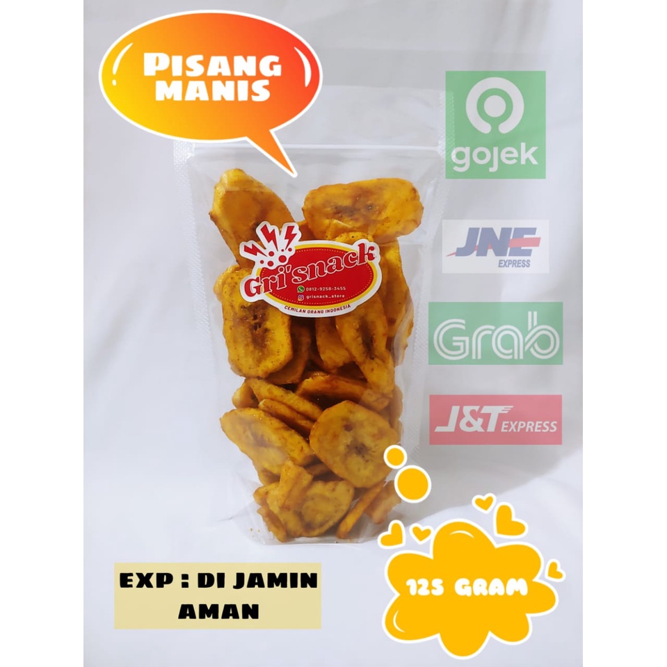 

( GRISNACK ) - SNACK / CEMILAN / MAKANAN RINGAN / KERIPIK PISANG MANIS 125 GRAM